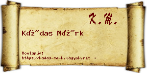 Kádas Márk névjegykártya